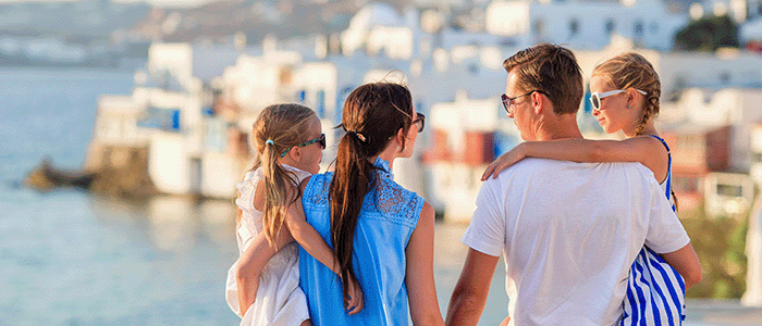 Family on vacation in Greece