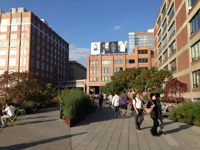 High Line is a 1-mile New York City linear park built on a 1.45-mile section of the elevated former New York Central Railroad spur called the West Side Line