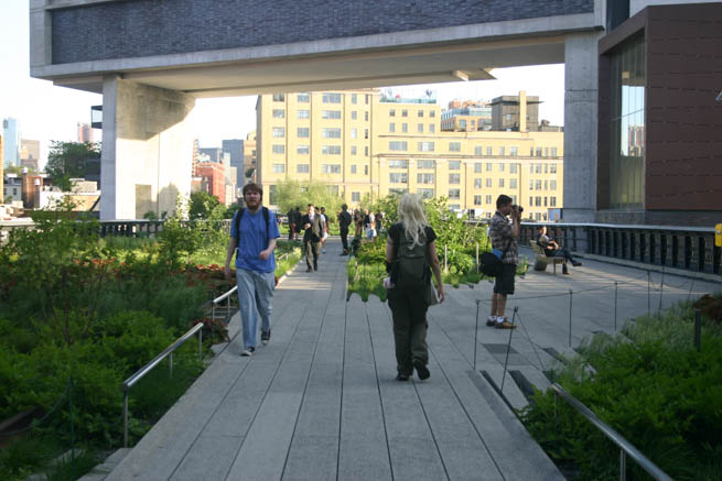 High Line is a 1-mile New York City linear park built on a 1.45-mile section of the elevated former New York Central Railroad spur called the West Side Line