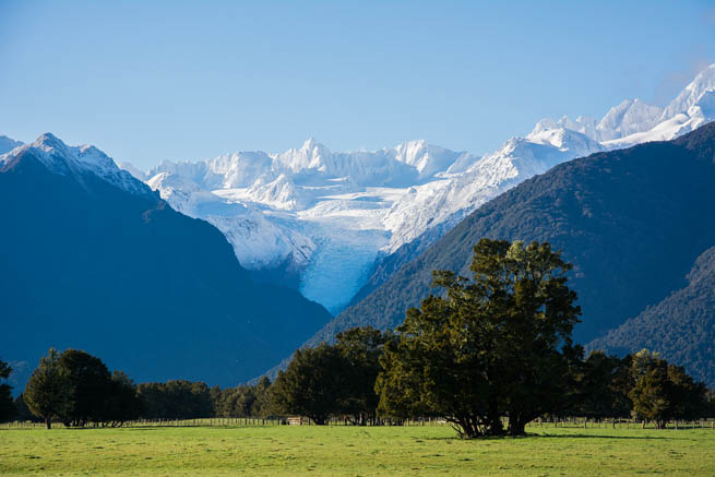 Fox Glacier is a 13 km long glacier located in Westland Tai Poutini National Park on the West Coast of New Zealand's South Island 